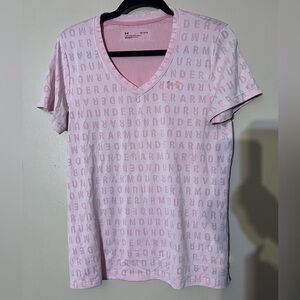 Under Armour Pink Logo Short Sleeve V-Neck Tee